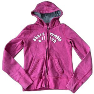 sz xl Girls LS Hot Pink Full Zip Hoodie Sweatshirt by Abercrombie & Fitch Kids